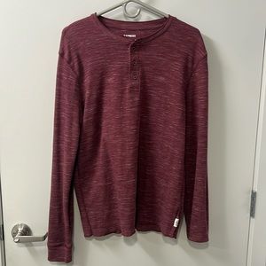 Express Long Sleeve Henley - Mens - Size: Medium - Red